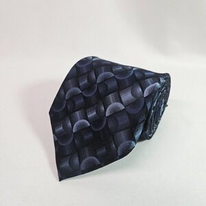 Van Heusen 100% Silk Hand Made Tie Geometric Blue‎ 3.5" x 59"